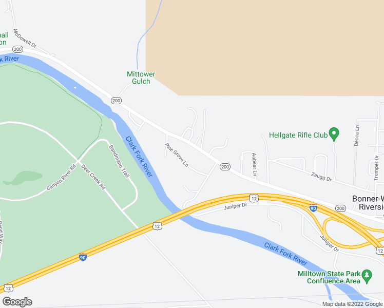map of restaurants, bars, coffee shops, grocery stores, and more near 6455 Pine Grove Lane in Missoula