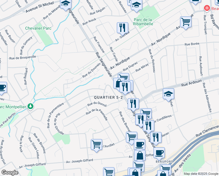 map of restaurants, bars, coffee shops, grocery stores, and more near 333 Rue de la Charmotte in Ville de Québec