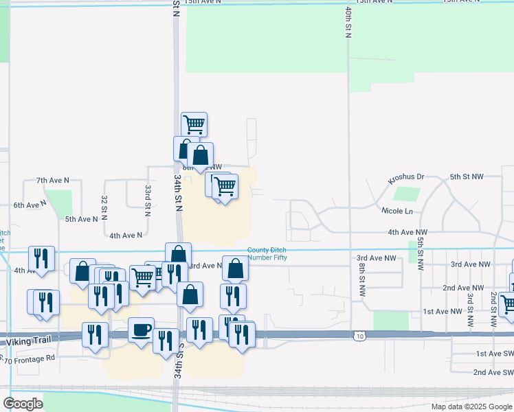 map of restaurants, bars, coffee shops, grocery stores, and more near 1207 4th Avenue Northwest in Dilworth