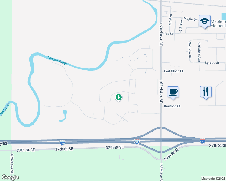 map of restaurants, bars, coffee shops, grocery stores, and more near 739 Ryan Road in Mapleton