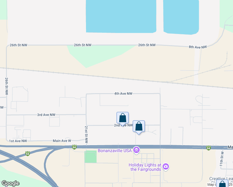 map of restaurants, bars, coffee shops, grocery stores, and more near 1907 4th Avenue Northwest in West Fargo