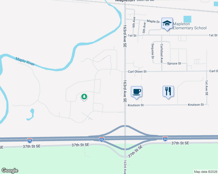 map of restaurants, bars, coffee shops, grocery stores, and more near 110 Lindsey Court in Mapleton