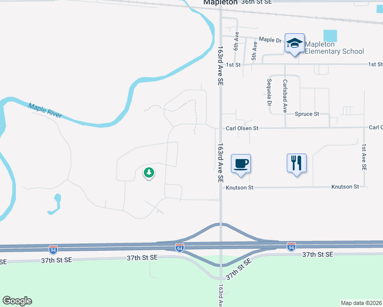 map of restaurants, bars, coffee shops, grocery stores, and more near 110 Lindsey Court in Mapleton