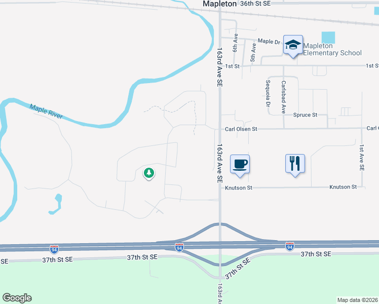 map of restaurants, bars, coffee shops, grocery stores, and more near 110 Lindsey Court in Mapleton
