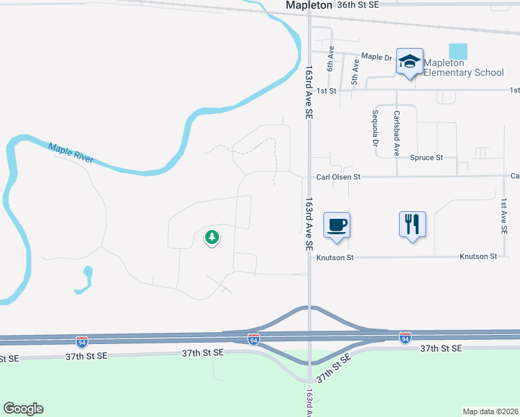 map of restaurants, bars, coffee shops, grocery stores, and more near 110 Lindsey Court in Mapleton