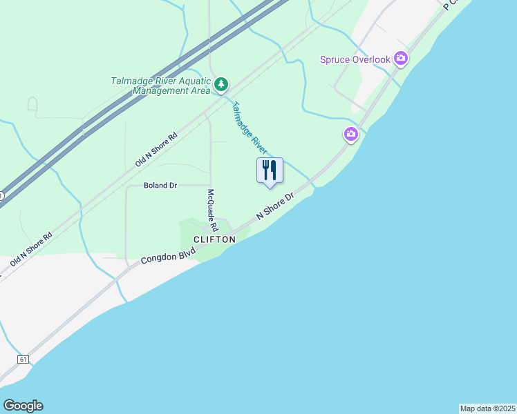 map of restaurants, bars, coffee shops, grocery stores, and more near 5129 North Shore Drive in Duluth