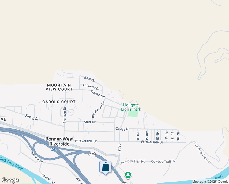 map of restaurants, bars, coffee shops, grocery stores, and more near 1402 Sunset Pines Court in Missoula