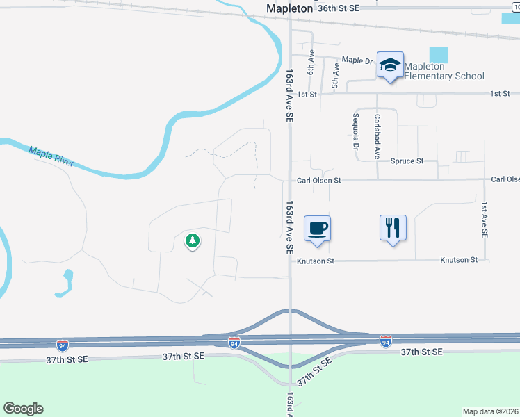 map of restaurants, bars, coffee shops, grocery stores, and more near 110 Lindsey Court in Mapleton