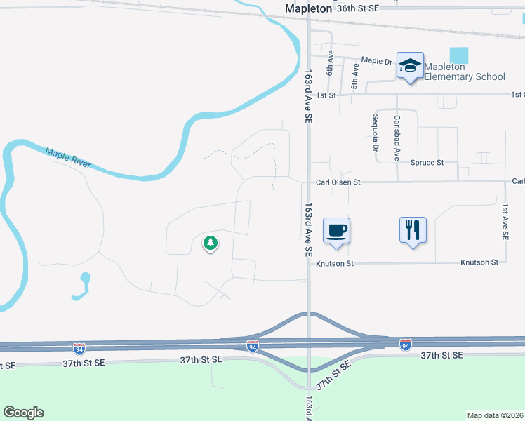 map of restaurants, bars, coffee shops, grocery stores, and more near 110 Lindsey Court in Mapleton