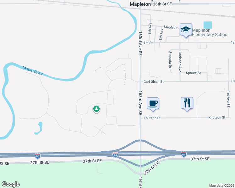 map of restaurants, bars, coffee shops, grocery stores, and more near 110 Lindsey Court in Mapleton
