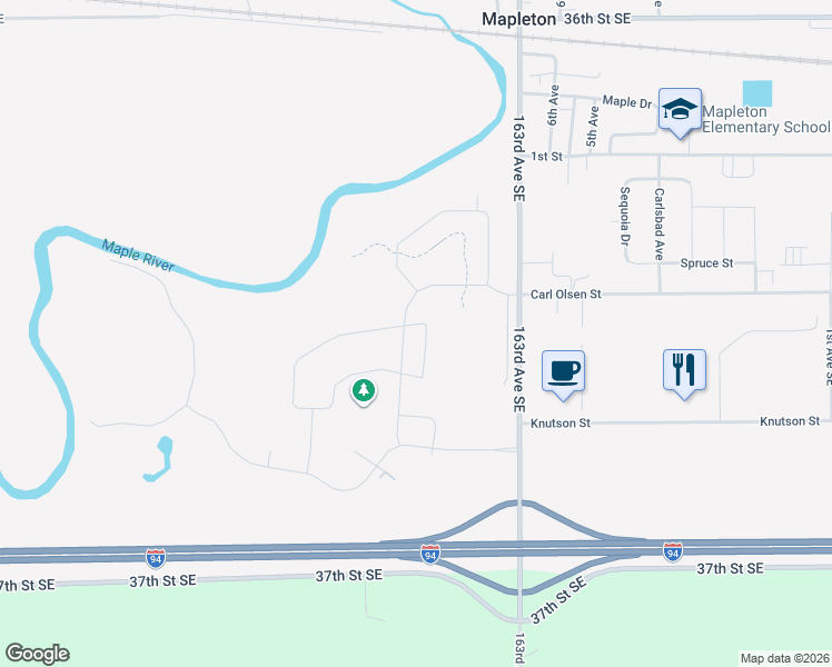 map of restaurants, bars, coffee shops, grocery stores, and more near 110 Lindsey Court in Mapleton