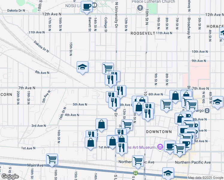 map of restaurants, bars, coffee shops, grocery stores, and more near in 
