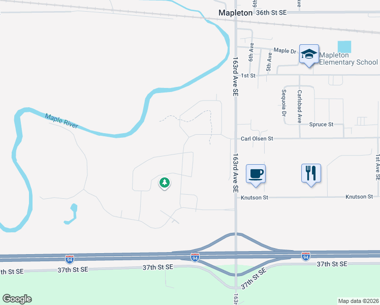 map of restaurants, bars, coffee shops, grocery stores, and more near 110 Lindsey Court in Mapleton