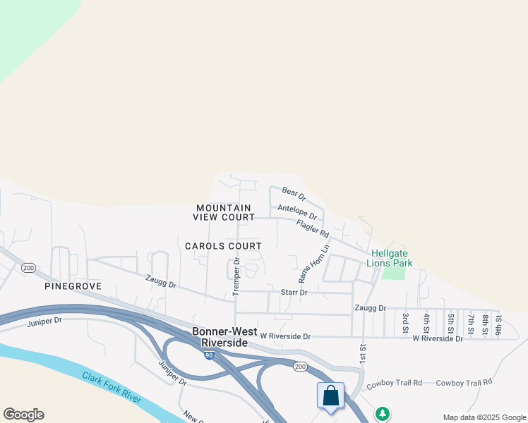 map of restaurants, bars, coffee shops, grocery stores, and more near 7700 Flagler Road in Missoula