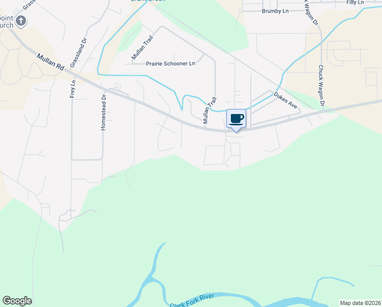 map of restaurants, bars, coffee shops, grocery stores, and more near 6441 Mullan Road in Missoula