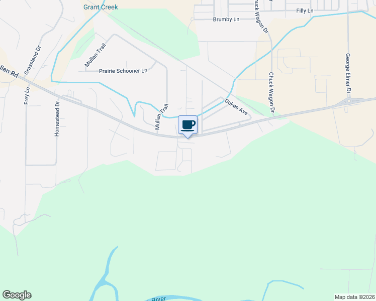 map of restaurants, bars, coffee shops, grocery stores, and more near 6125 Mullan Road in Missoula