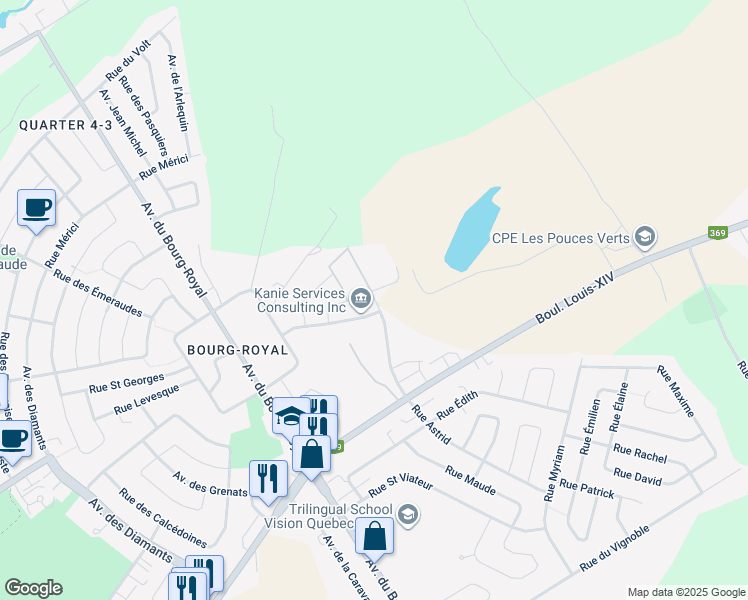 map of restaurants, bars, coffee shops, grocery stores, and more near 1059 Rue Astrid in Ville de Québec