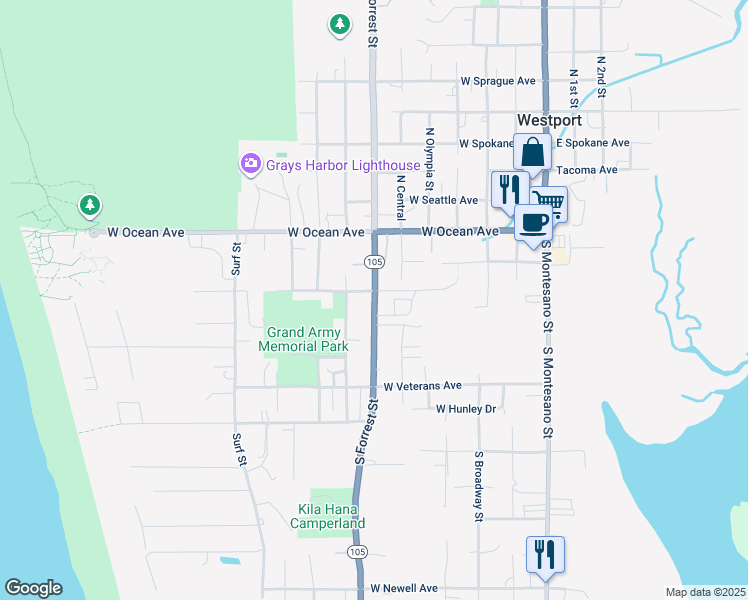 map of restaurants, bars, coffee shops, grocery stores, and more near 205 South Forrest Street in Westport