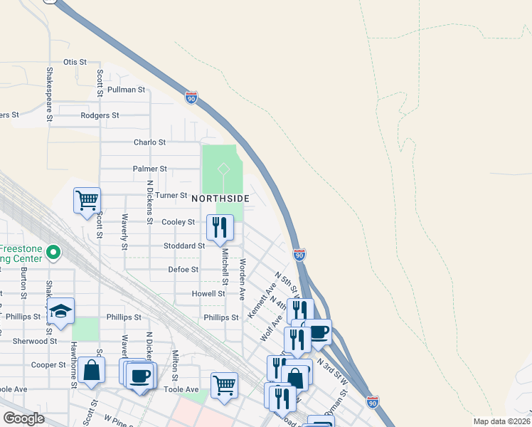 map of restaurants, bars, coffee shops, grocery stores, and more near State Highway 200 in Missoula