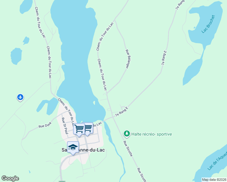 map of restaurants, bars, coffee shops, grocery stores, and more near 4 Rue Bélanger in Sainte-Anne-du-Lac