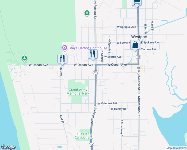map of restaurants, bars, coffee shops, grocery stores, and more near 205 South Forrest Street in Westport