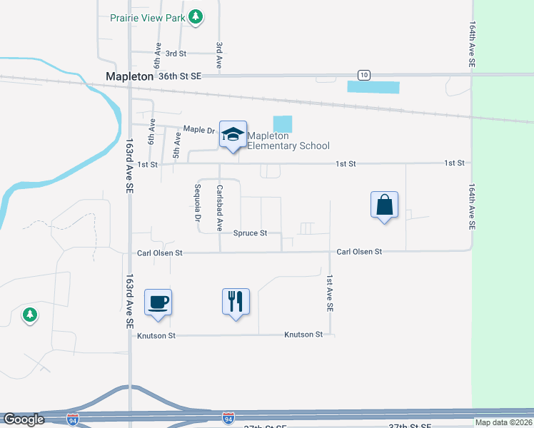 map of restaurants, bars, coffee shops, grocery stores, and more near 24 Cedar Drive in Mapleton
