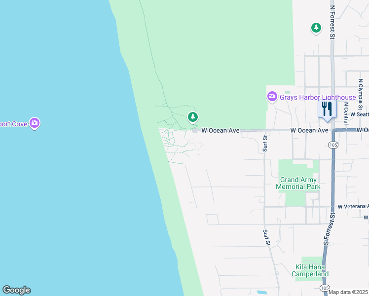 map of restaurants, bars, coffee shops, grocery stores, and more near 1600 West Ocean Avenue in Westport