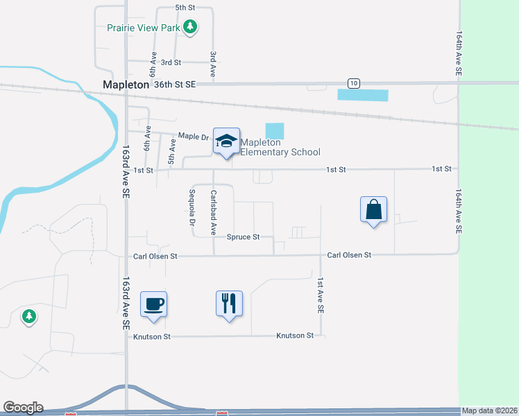 map of restaurants, bars, coffee shops, grocery stores, and more near 24 Cedar Drive in Mapleton