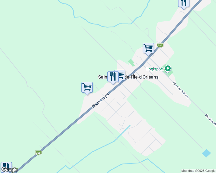 map of restaurants, bars, coffee shops, grocery stores, and more near 1365 Chemin Royal in Saint-Pierre