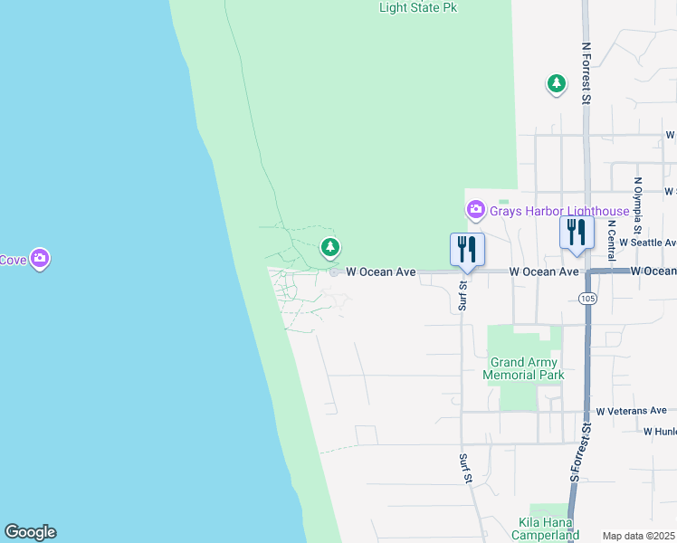 map of restaurants, bars, coffee shops, grocery stores, and more near 1600 West Ocean Avenue in Westport