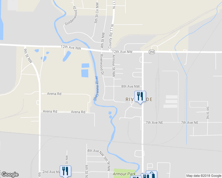 map of restaurants, bars, coffee shops, grocery stores, and more near 710 Armour Street Northwest in West Fargo