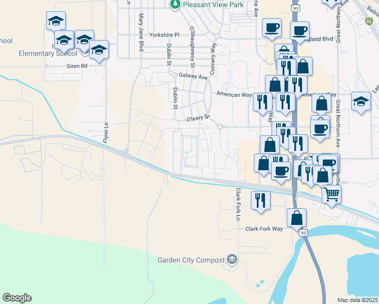 map of restaurants, bars, coffee shops, grocery stores, and more near 4000 Mullan Road in Missoula