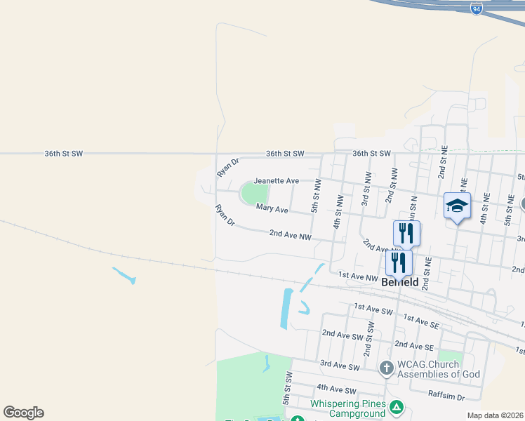 map of restaurants, bars, coffee shops, grocery stores, and more near 601-699 Mary Avenue in Belfield