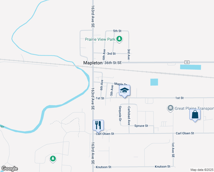 map of restaurants, bars, coffee shops, grocery stores, and more near 650 Northern Pacific Avenue in Fargo