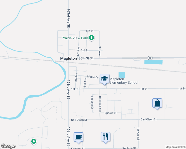 map of restaurants, bars, coffee shops, grocery stores, and more near 405 Maple Dr in Mapleton