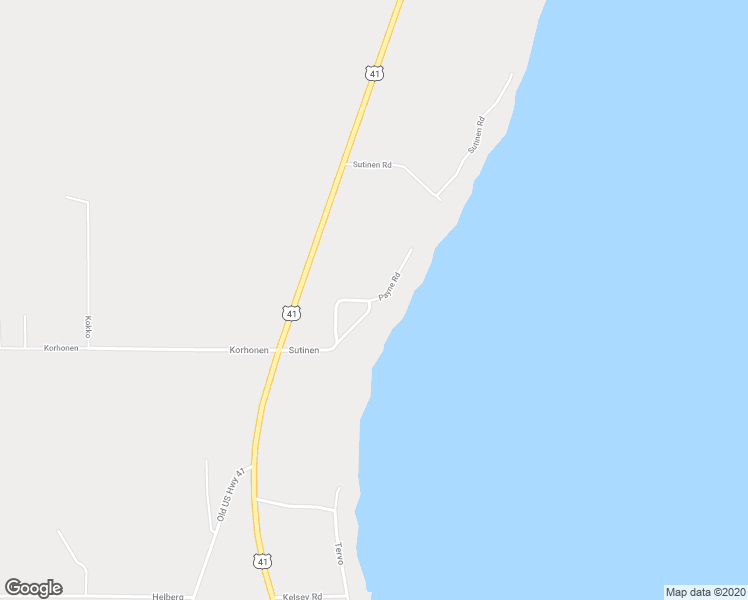 map of restaurants, bars, coffee shops, grocery stores, and more near Payne Road in Baraga County