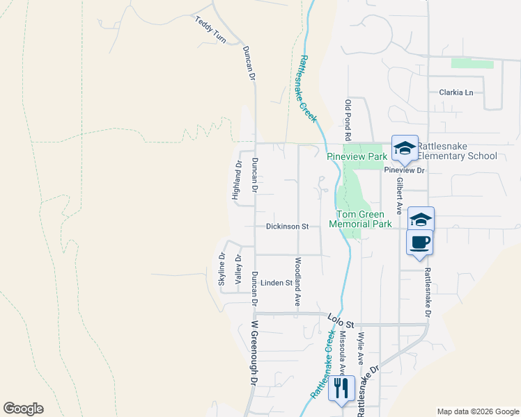 map of restaurants, bars, coffee shops, grocery stores, and more near 503 Arbor Dr in Missoula