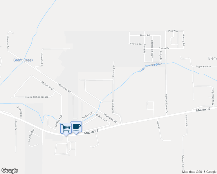map of restaurants, bars, coffee shops, grocery stores, and more near 2095 Roundup Dr in Missoula