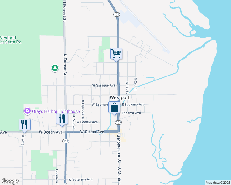 map of restaurants, bars, coffee shops, grocery stores, and more near 505 N Montesano St in Westport