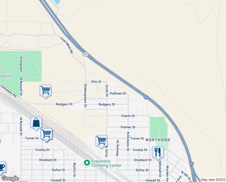 map of restaurants, bars, coffee shops, grocery stores, and more near 1838 Scott Street in Missoula