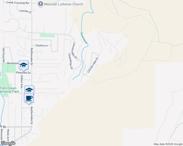 map of restaurants, bars, coffee shops, grocery stores, and more near 2605 Lower Lincoln Hills Dr in Missoula