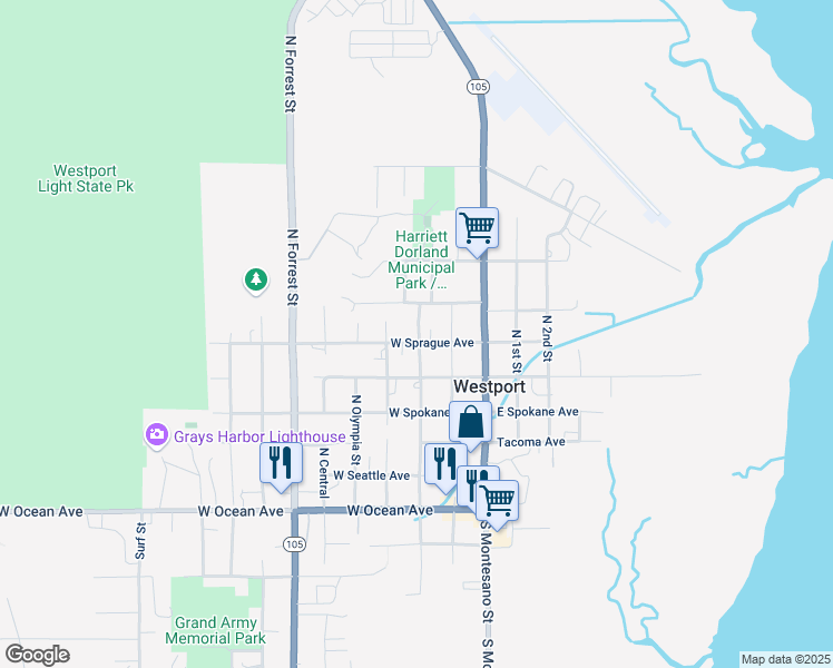 map of restaurants, bars, coffee shops, grocery stores, and more near 603 North Broadway Street in Aberdeen