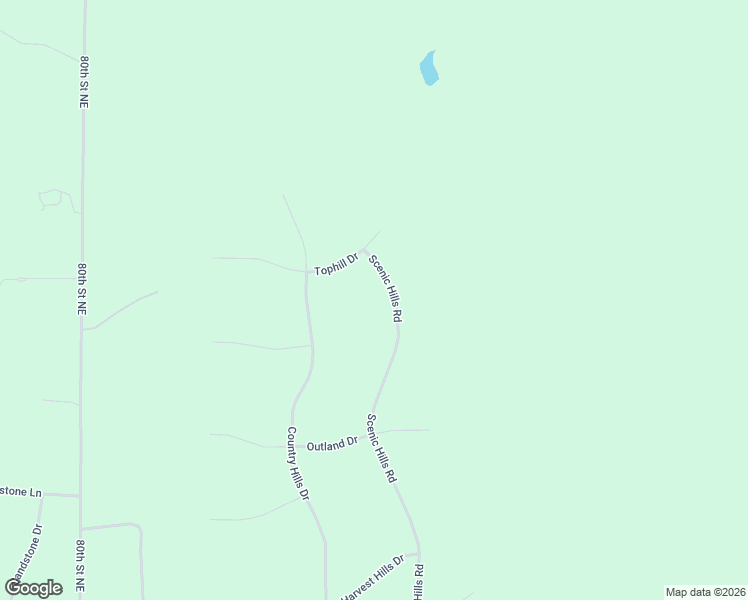 map of restaurants, bars, coffee shops, grocery stores, and more near 7517 Scenic Hills Road in Bismarck