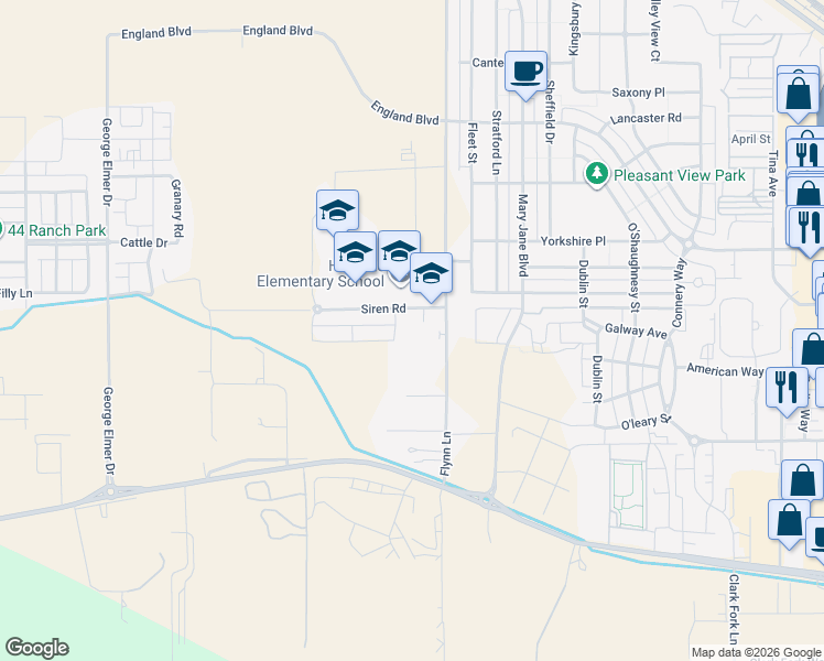 map of restaurants, bars, coffee shops, grocery stores, and more near 2255 Flynn Lane in Missoula