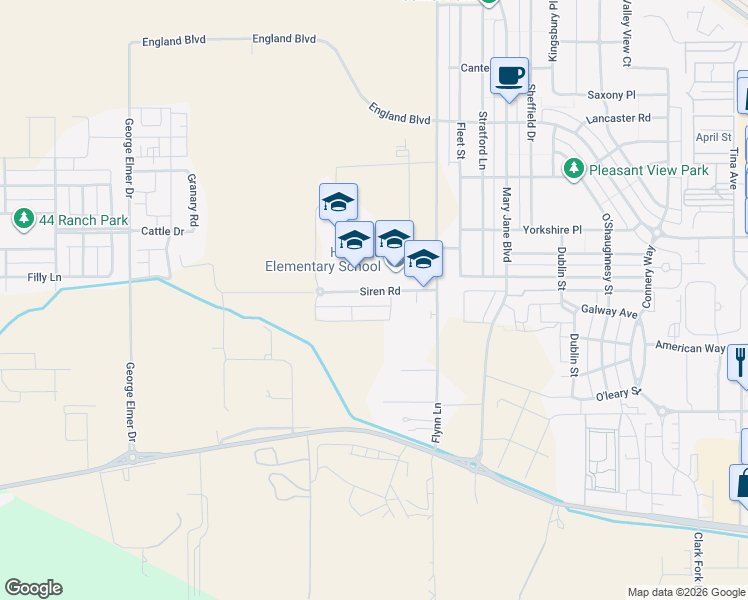 map of restaurants, bars, coffee shops, grocery stores, and more near Siren's Road in Missoula