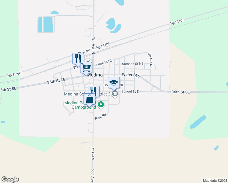 map of restaurants, bars, coffee shops, grocery stores, and more near in Medina