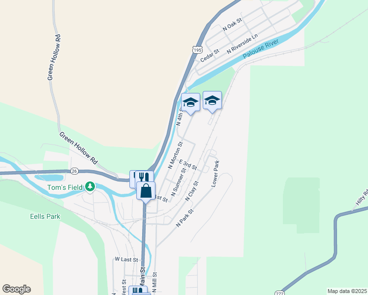 map of restaurants, bars, coffee shops, grocery stores, and more near 1110 North Morton Street in Colfax