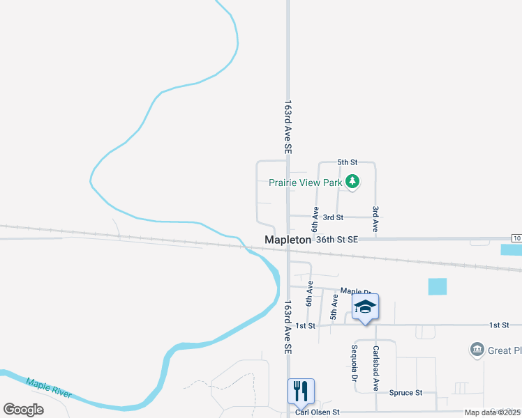 map of restaurants, bars, coffee shops, grocery stores, and more near 349 Maple Point Boulevard in Mapleton