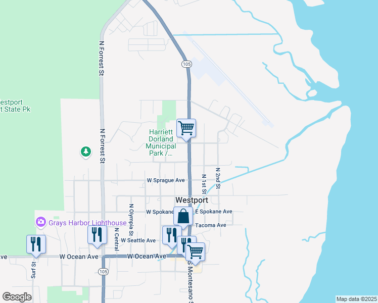map of restaurants, bars, coffee shops, grocery stores, and more near 728 Montesano Street in Westport