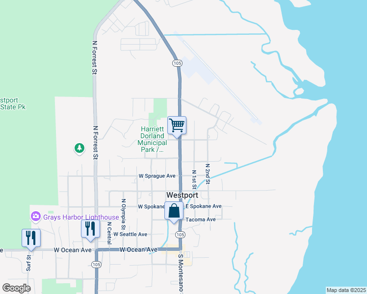 map of restaurants, bars, coffee shops, grocery stores, and more near 728 Montesano Street in Westport